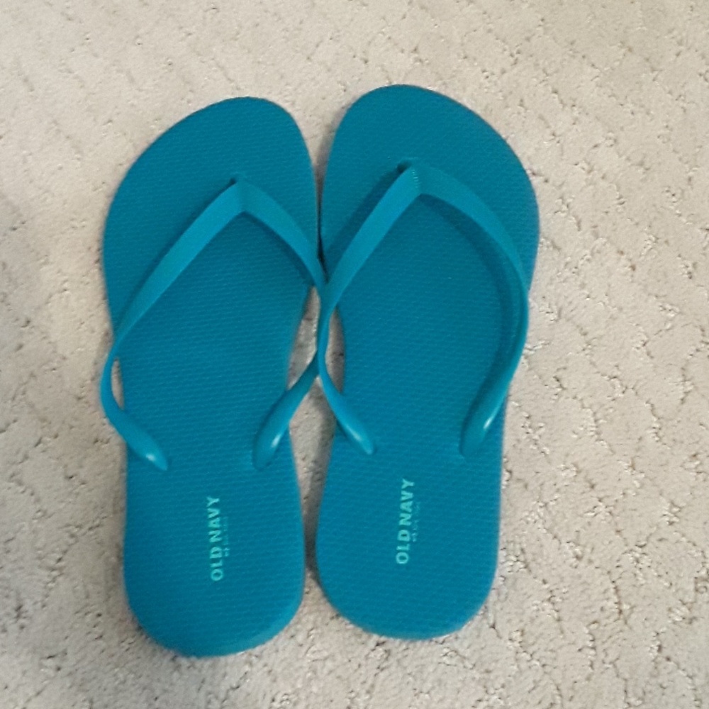 Sky blue flip flops